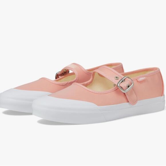 Vans Shoes - NEW VANS Ballet Pink Satin Mary Jane Sneakers With Buckle SZ 9